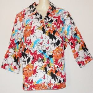 CJ Banks 1X Floral Stretch Jacket 3/4 Sleeve E564